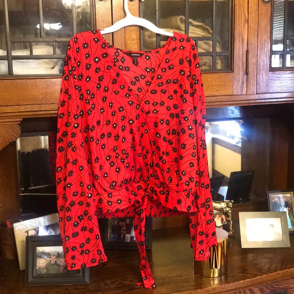 Express floral wrap shirt